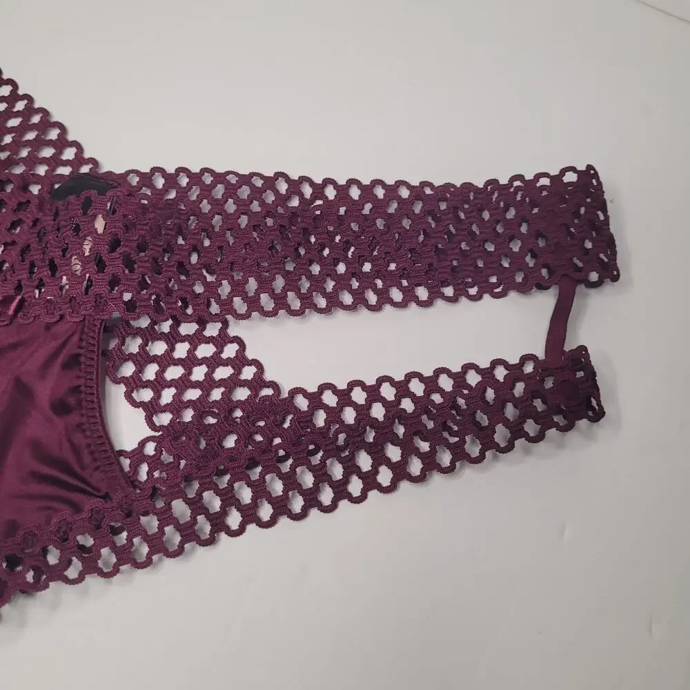 Victoria's Secret Maroon Strappy Honeycomb Cheeky Panties XL